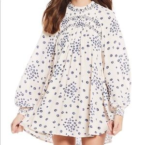 🦋 Free People Floral Smock Neck Blouse Size M